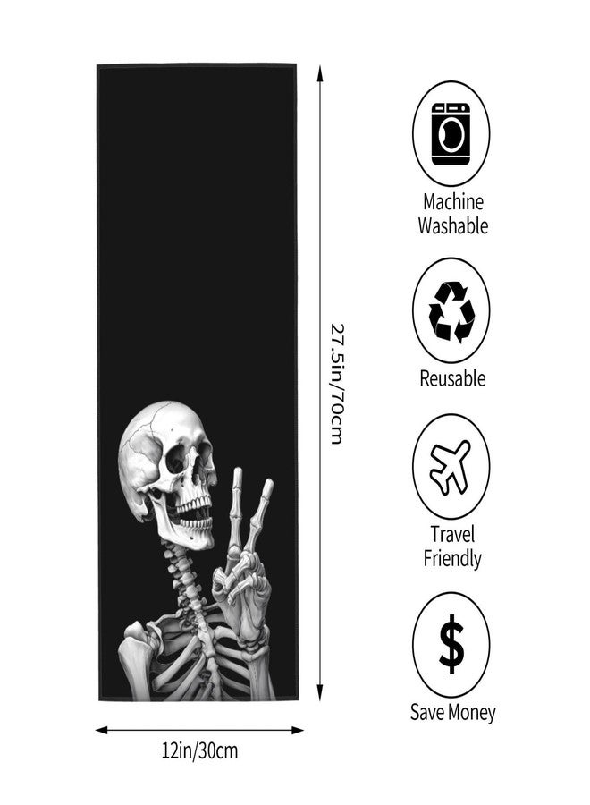 Dewoofly Rock and Roll Skull Skeleton Absorbent Fingertip Towels, Hippie Hand Towel for Hotel All Season 12 x 27.5 inch - Image 2